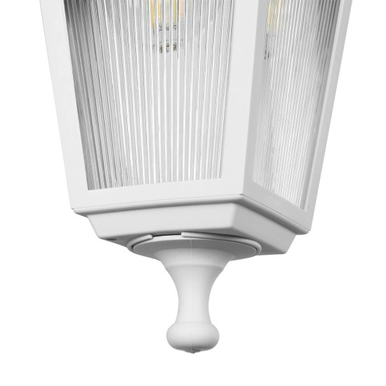 GloboStar® SOLME 203-0221 Vintage Επιτοίχιο Φωτιστικό Φαναράκι Μονόφωτο 1 x E27 IP44 Λευκό Πλαστικό - Μ19 x Π15 x Υ35cm