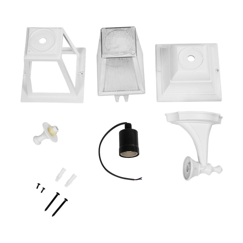 GloboStar® SOLME 203-0221 Vintage Επιτοίχιο Φωτιστικό Φαναράκι Μονόφωτο 1 x E27 IP44 Λευκό Πλαστικό - Μ19 x Π15 x Υ35cm