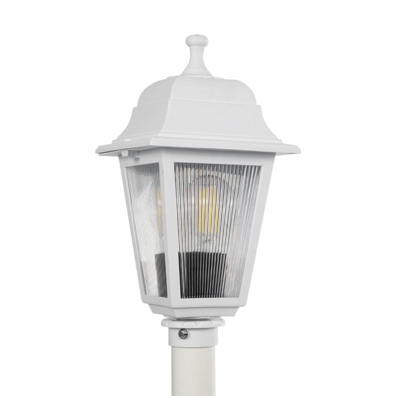 GloboStar® SOLME 203-0222 Vintage Επιδαπέδιο Φωτιστικό Φαναράκι Μονόφωτο 1 x E27 IP44 Λευκό Πλαστικό Σώμα - Μ15 x Π15 x Υ100cm