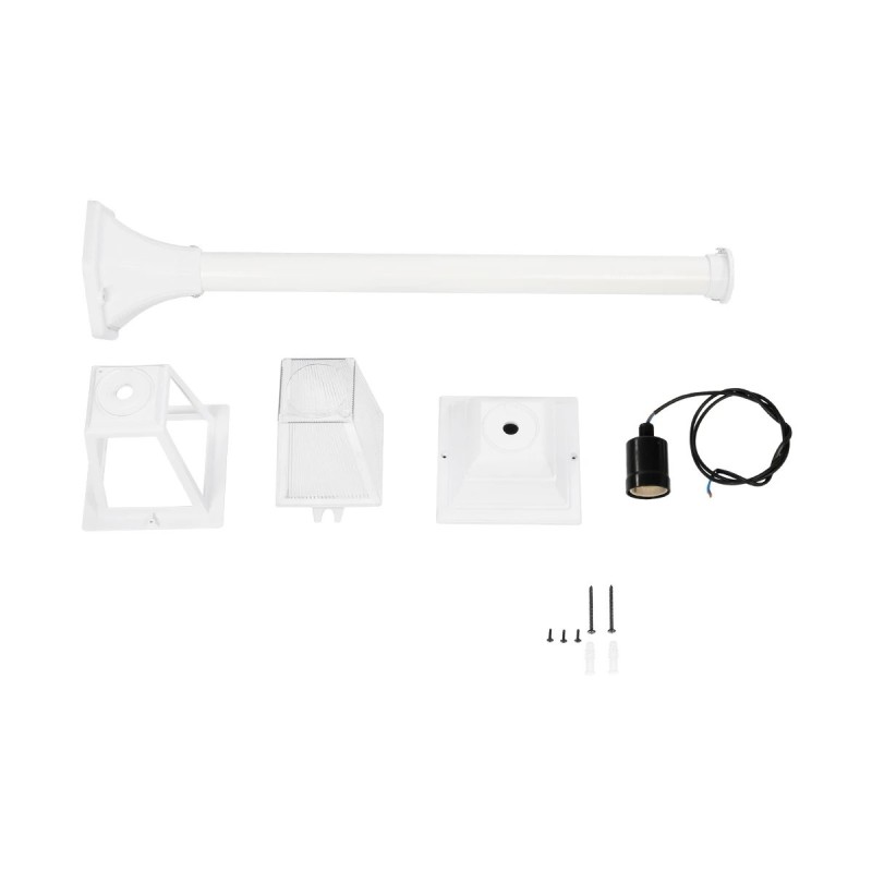 GloboStar® SOLME 203-0222 Vintage Επιδαπέδιο Φωτιστικό Φαναράκι Μονόφωτο 1 x E27 IP44 Λευκό Πλαστικό Σώμα - Μ15 x Π15 x Υ100cm