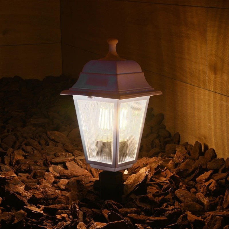 GloboStar® SOLME 203-0223 Vintage Καρφωτό Φωτιστικό Φαναράκι Μονόφωτο 1 x E27 IP44 Λευκό & Διάφανο Πλαστικό - Μ15 x Π15 x Υ45cm