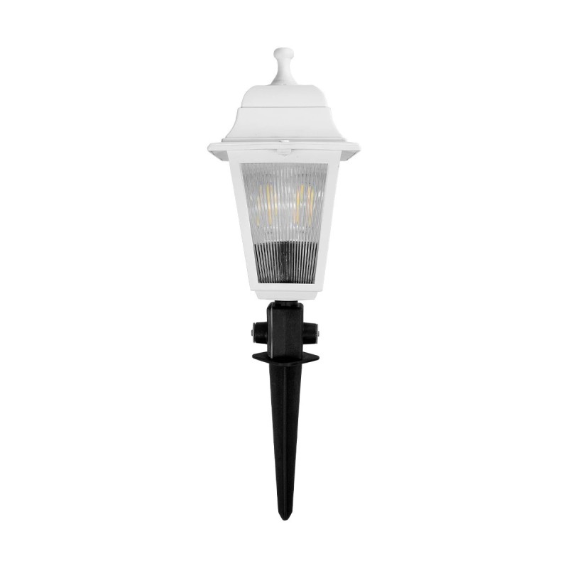 GloboStar® SOLME 203-0223 Vintage Καρφωτό Φωτιστικό Φαναράκι Μονόφωτο 1 x E27 IP44 Λευκό & Διάφανο Πλαστικό - Μ15 x Π15 x Υ45cm