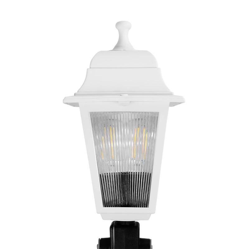 GloboStar® SOLME 203-0223 Vintage Καρφωτό Φωτιστικό Φαναράκι Μονόφωτο 1 x E27 IP44 Λευκό & Διάφανο Πλαστικό - Μ15 x Π15 x Υ45cm