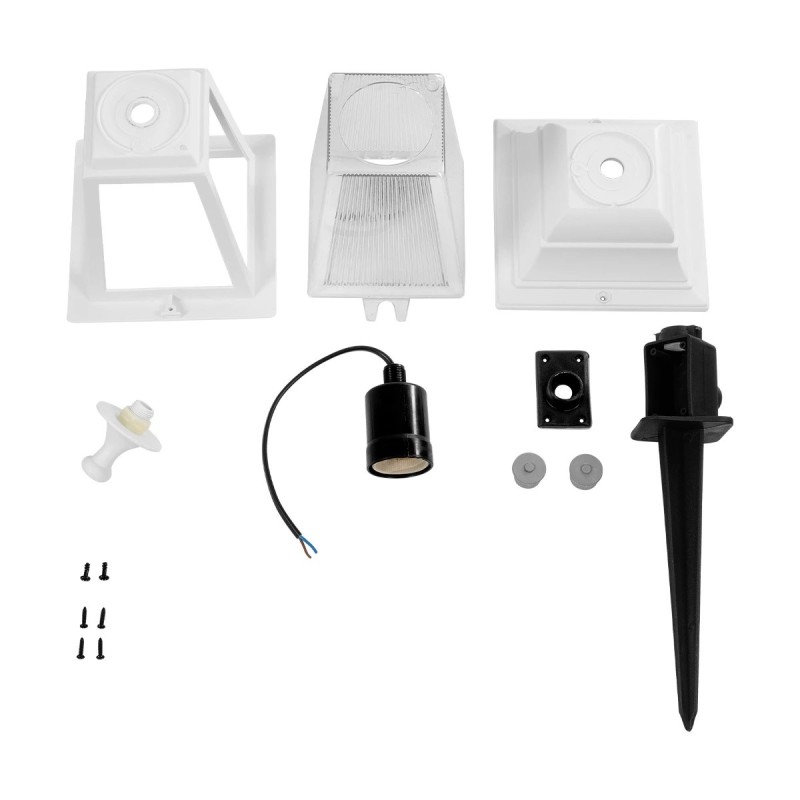 GloboStar® SOLME 203-0223 Vintage Καρφωτό Φωτιστικό Φαναράκι Μονόφωτο 1 x E27 IP44 Λευκό & Διάφανο Πλαστικό - Μ15 x Π15 x Υ45cm