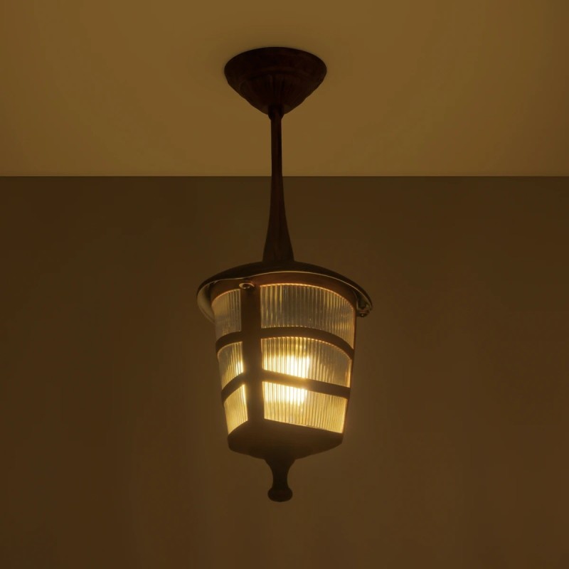 GloboStar® ZARDIN 203-0224 Vintage Κρεμαστό Φωτιστικό Φαναράκι Μονόφωτο 1 x E27 IP44 Χάλκινο Πλαστικό Σώμα - Μ17 x Π17 x Υ42cm