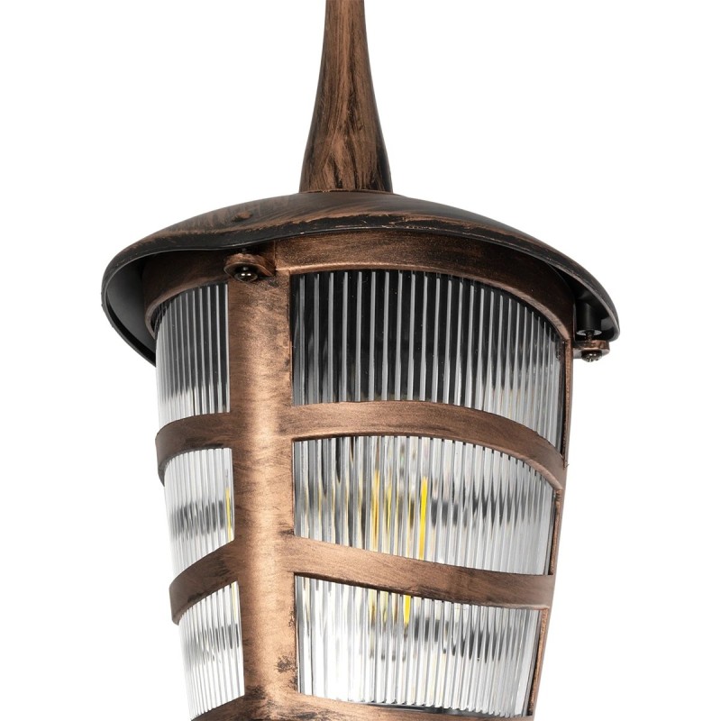 GloboStar® ZARDIN 203-0224 Vintage Κρεμαστό Φωτιστικό Φαναράκι Μονόφωτο 1 x E27 IP44 Χάλκινο Πλαστικό Σώμα - Μ17 x Π17 x Υ42cm