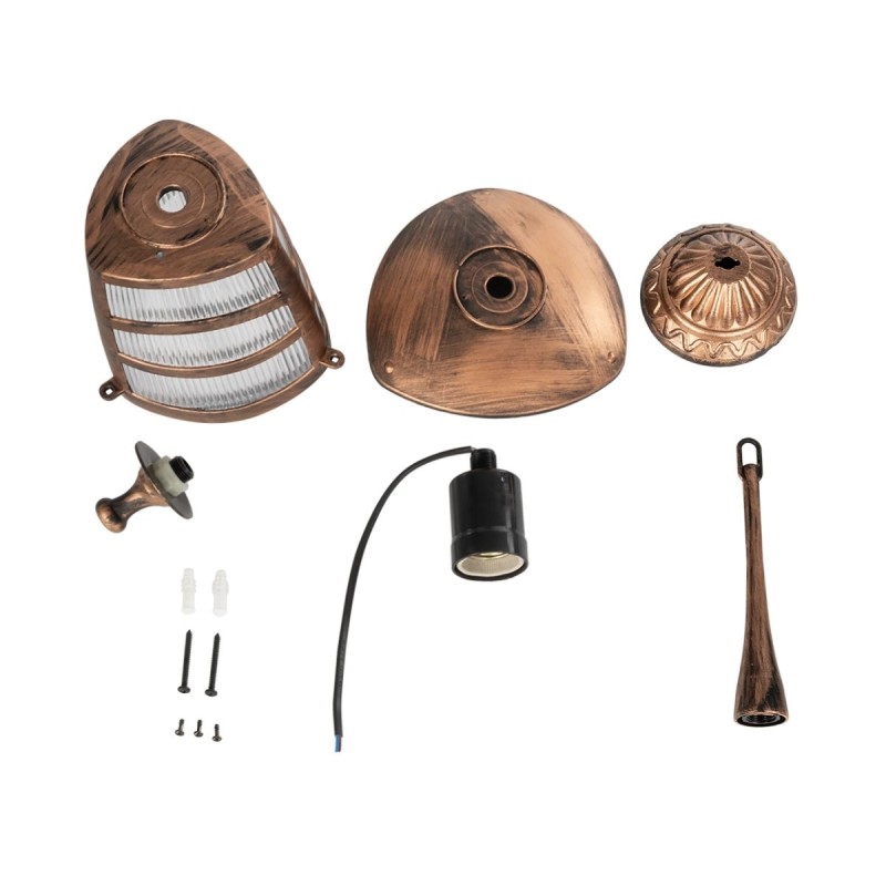 GloboStar® ZARDIN 203-0224 Vintage Κρεμαστό Φωτιστικό Φαναράκι Μονόφωτο 1 x E27 IP44 Χάλκινο Πλαστικό Σώμα - Μ17 x Π17 x Υ42cm