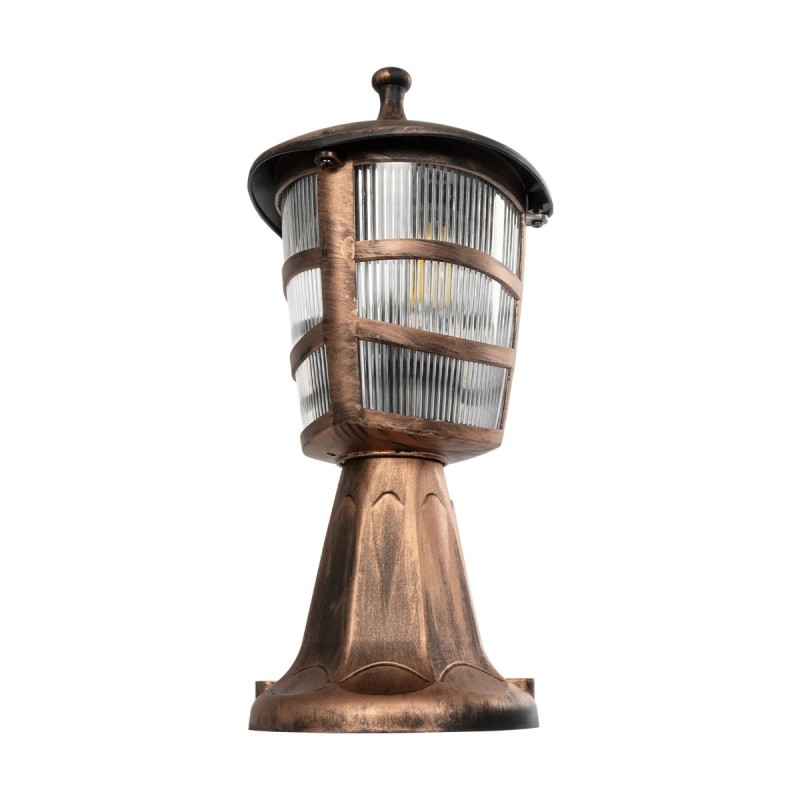 GloboStar® ZARDIN 203-0225 Vintage Επιδαπέδιο Φωτιστικό Φαναράκι Μονόφωτο 1 x E27 IP44 Χάλκινο Πλαστικό Σώμα - Μ17 x Π17 x Υ33cm