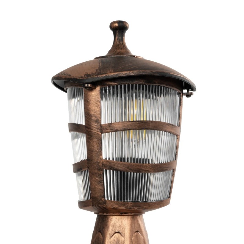 GloboStar® ZARDIN 203-0225 Vintage Επιδαπέδιο Φωτιστικό Φαναράκι Μονόφωτο 1 x E27 IP44 Χάλκινο Πλαστικό Σώμα - Μ17 x Π17 x Υ33cm