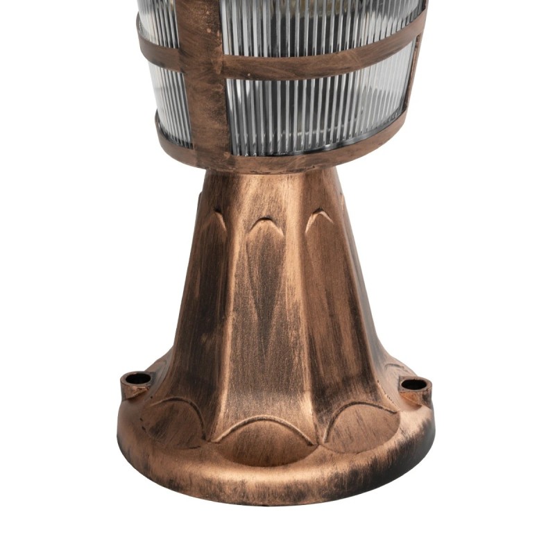 GloboStar® ZARDIN 203-0225 Vintage Επιδαπέδιο Φωτιστικό Φαναράκι Μονόφωτο 1 x E27 IP44 Χάλκινο Πλαστικό Σώμα - Μ17 x Π17 x Υ33cm