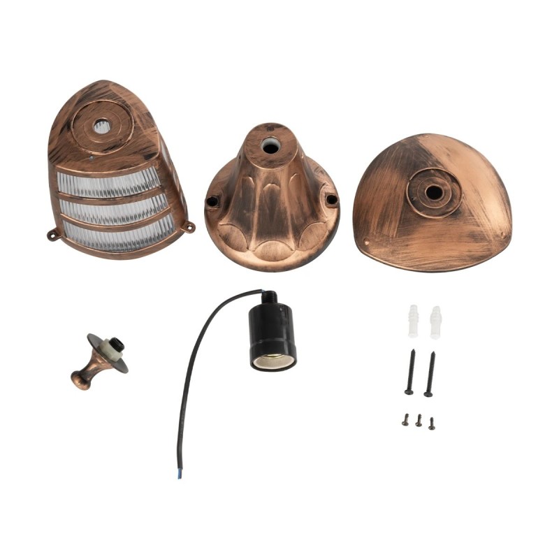 GloboStar® ZARDIN 203-0225 Vintage Επιδαπέδιο Φωτιστικό Φαναράκι Μονόφωτο 1 x E27 IP44 Χάλκινο Πλαστικό Σώμα - Μ17 x Π17 x Υ33cm