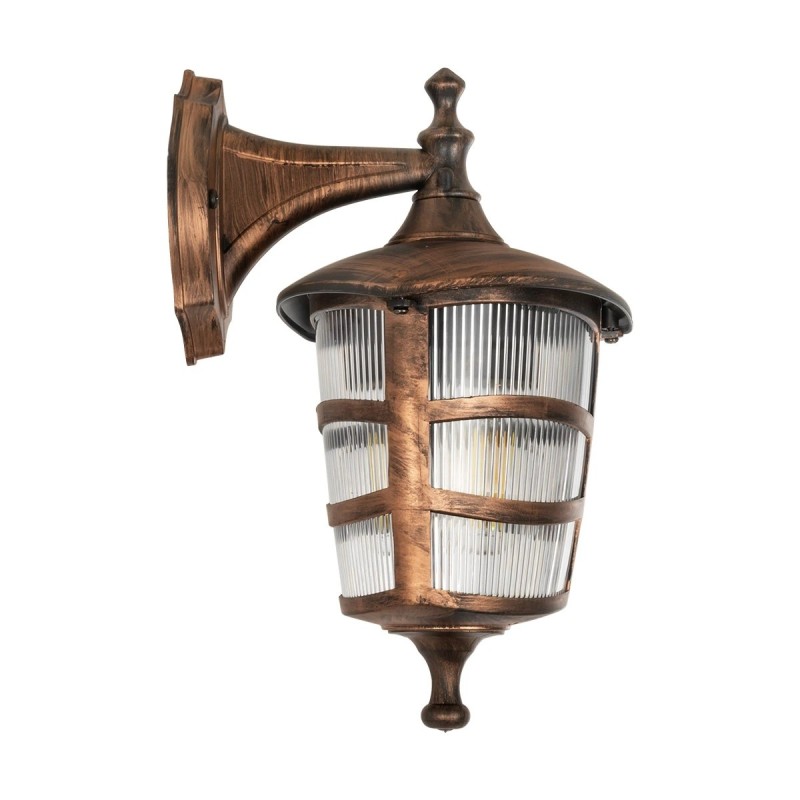 GloboStar® ZARDIN 203-0226 Vintage Επιτοίχιο Φωτιστικό Φαναράκι Μονόφωτο 1 x E27 IP44 Χάλκινο Πλαστικό Σώμα - Μ22 x Π17 x Υ27cm