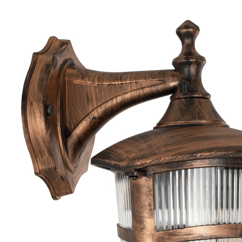 GloboStar® ZARDIN 203-0226 Vintage Επιτοίχιο Φωτιστικό Φαναράκι Μονόφωτο 1 x E27 IP44 Χάλκινο Πλαστικό Σώμα - Μ22 x Π17 x Υ27cm