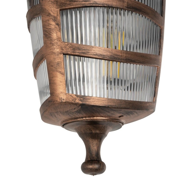 GloboStar® ZARDIN 203-0226 Vintage Επιτοίχιο Φωτιστικό Φαναράκι Μονόφωτο 1 x E27 IP44 Χάλκινο Πλαστικό Σώμα - Μ22 x Π17 x Υ27cm