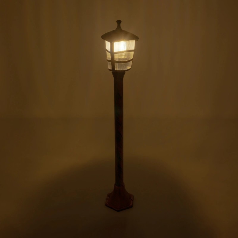 GloboStar® ZARDIN 203-0227 Vintage Επιδαπέδιο Φωτιστικό Φαναράκι Μονόφωτο 1 x E27 IP44 Χάλκινο Πλαστικό Σώμα - Μ17 x Π17 x Υ100cm