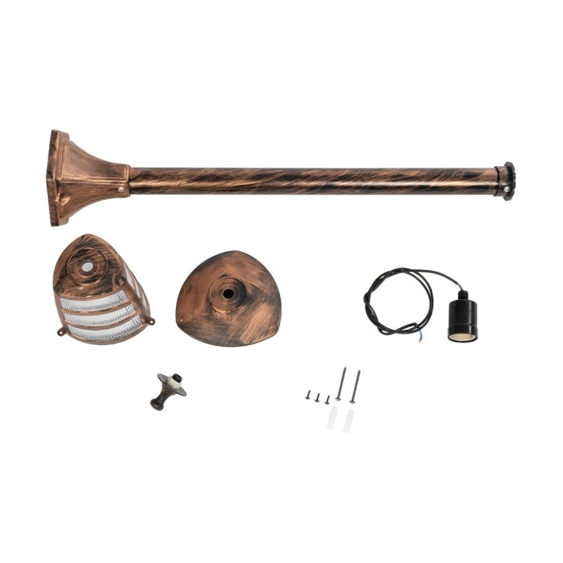 GloboStar® ZARDIN 203-0227 Vintage Επιδαπέδιο Φωτιστικό Φαναράκι Μονόφωτο 1 x E27 IP44 Χάλκινο Πλαστικό Σώμα - Μ17 x Π17 x Υ100cm