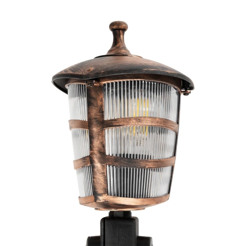GloboStar® ZARDIN 203-0228 Vintage Καρφωτό Φωτιστικό Φαναράκι Μονόφωτο 1 x E27 IP44 Χάλκινο Πλαστικό Σώμα - Μ17 x Π17 x Υ45cm