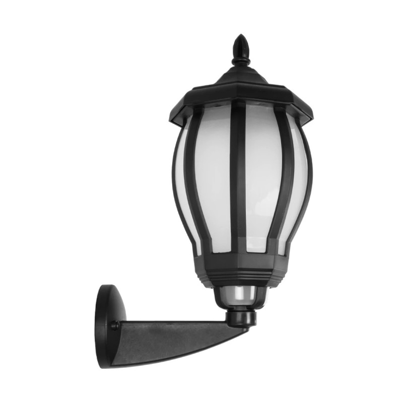 GloboStar® VERDI 203-0229 Vintage Επιτοίχιο Φωτιστικό Φαναράκι Μονόφωτο 1 x E27 IP44 Μαύρο Πλαστικό Σώμα - Μ23 x Π17 x Υ40cm