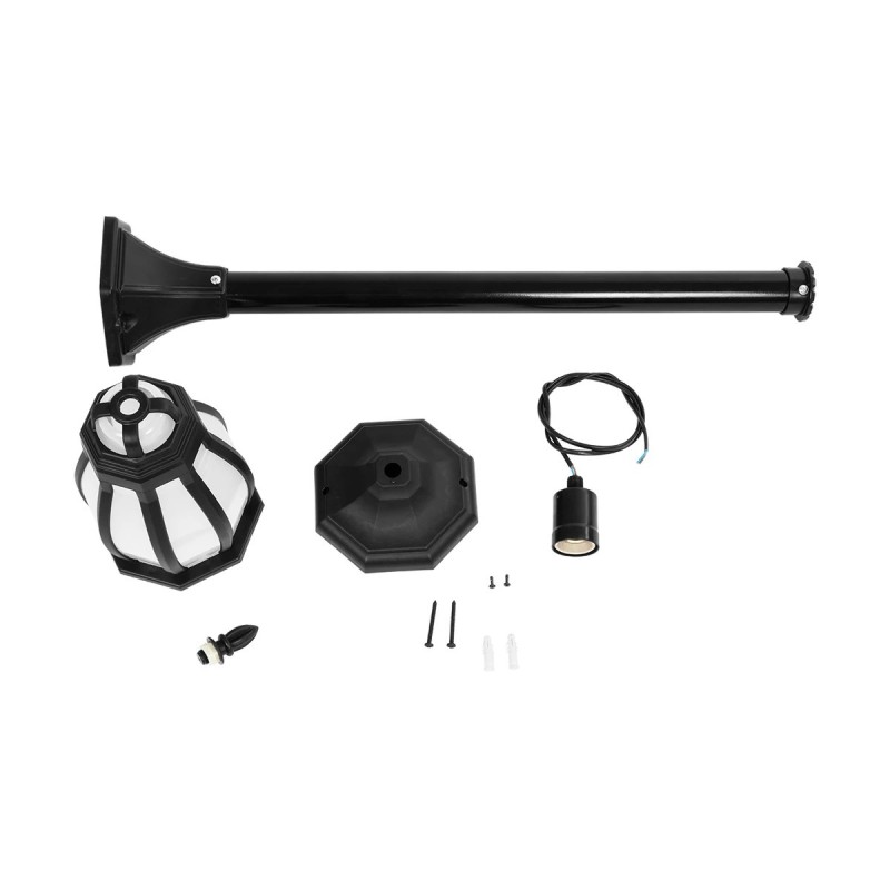 GloboStar® VERDI 203-0230 Vintage Επιδαπέδιο Φωτιστικό Φαναράκι Μονόφωτο 1 x E27 IP44 Μαύρο Πλαστικό Σώμα - Μ17 x Π17 x Υ104.5cm