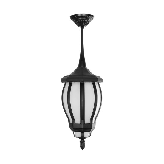 GloboStar® VERDI 203-0232 Vintage Κρεμαστό Φωτιστικό Φαναράκι Μονόφωτο 1 x E27 IP44 Μαύρο Πλαστικό Σώμα - Μ17 x Π17 x Υ52cm