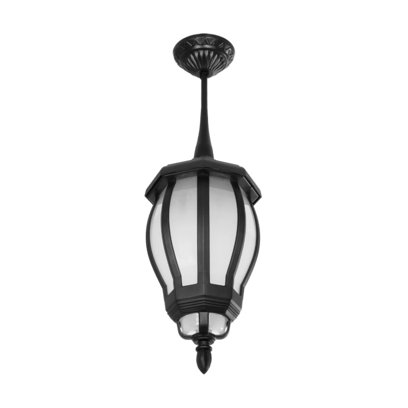 GloboStar® VERDI 203-0232 Vintage Κρεμαστό Φωτιστικό Φαναράκι Μονόφωτο 1 x E27 IP44 Μαύρο Πλαστικό Σώμα - Μ17 x Π17 x Υ52cm