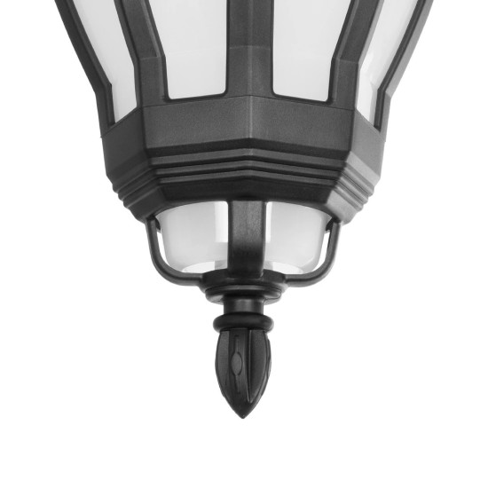 GloboStar® VERDI 203-0232 Vintage Κρεμαστό Φωτιστικό Φαναράκι Μονόφωτο 1 x E27 IP44 Μαύρο Πλαστικό Σώμα - Μ17 x Π17 x Υ52cm