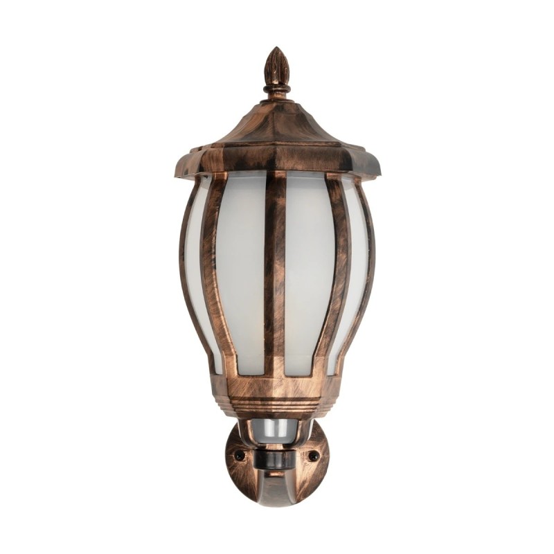 GloboStar® VERDI 203-0233 Vintage Επιτοίχιο Φωτιστικό Φαναράκι Μονόφωτο 1 x E27 IP44 Χάλκινο Πλαστικό Σώμα - Μ23 x Π17 x Υ40cm