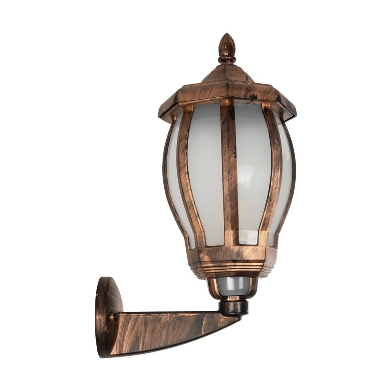 GloboStar® VERDI 203-0233 Vintage Επιτοίχιο Φωτιστικό Φαναράκι Μονόφωτο 1 x E27 IP44 Χάλκινο Πλαστικό Σώμα - Μ23 x Π17 x Υ40cm