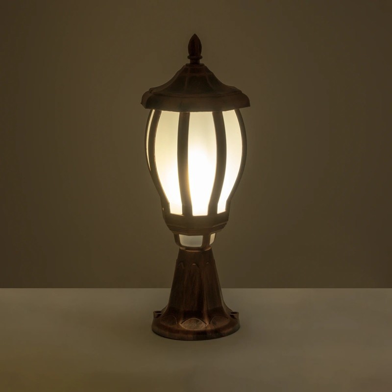 GloboStar® VERDI 203-0235 Vintage Επιδαπέδιο Φωτιστικό Φαναράκι Μονόφωτο 1 x E27 IP44 Χάλκινο Πλαστικό Σώμα - Μ17 x Π17 x Υ47cm