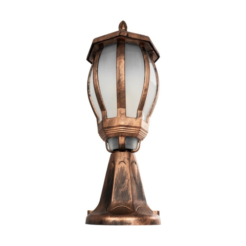 GloboStar® VERDI 203-0235 Vintage Επιδαπέδιο Φωτιστικό Φαναράκι Μονόφωτο 1 x E27 IP44 Χάλκινο Πλαστικό Σώμα - Μ17 x Π17 x Υ47cm