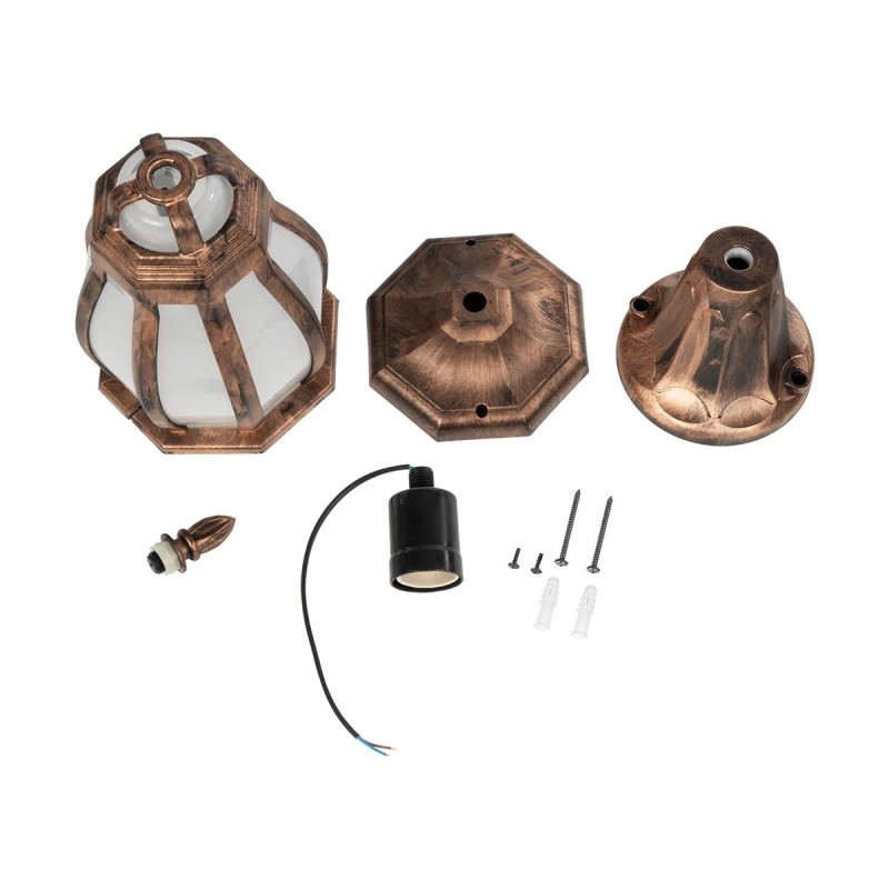 GloboStar® VERDI 203-0235 Vintage Επιδαπέδιο Φωτιστικό Φαναράκι Μονόφωτο 1 x E27 IP44 Χάλκινο Πλαστικό Σώμα - Μ17 x Π17 x Υ47cm