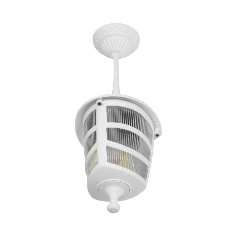 GloboStar® ZARDIN 203-0237 Vintage Κρεμαστό Φωτιστικό Φαναράκι Μονόφωτο 1 x E27 IP44 Λευκό Πλαστικό Σώμα - Μ17 x Π17 x Υ42cm