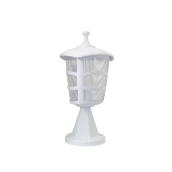 GloboStar® ZARDIN 203-0238 Vintage Επιδαπέδιο Φωτιστικό Φαναράκι Μονόφωτο 1 x E27 IP44 Λευκό & Διάφανο Πλαστικό - Μ17 x Π17 x Υ34cm