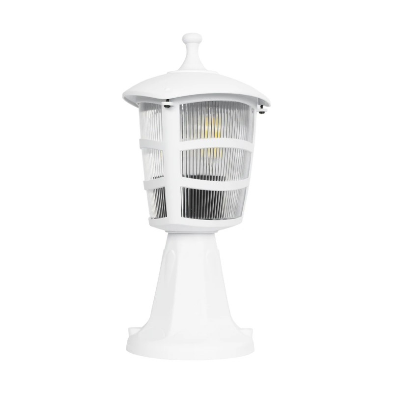 GloboStar® ZARDIN 203-0238 Vintage Επιδαπέδιο Φωτιστικό Φαναράκι Μονόφωτο 1 x E27 IP44 Λευκό Πλαστικό Σώμα - Μ17 x Π17 x Υ34cm