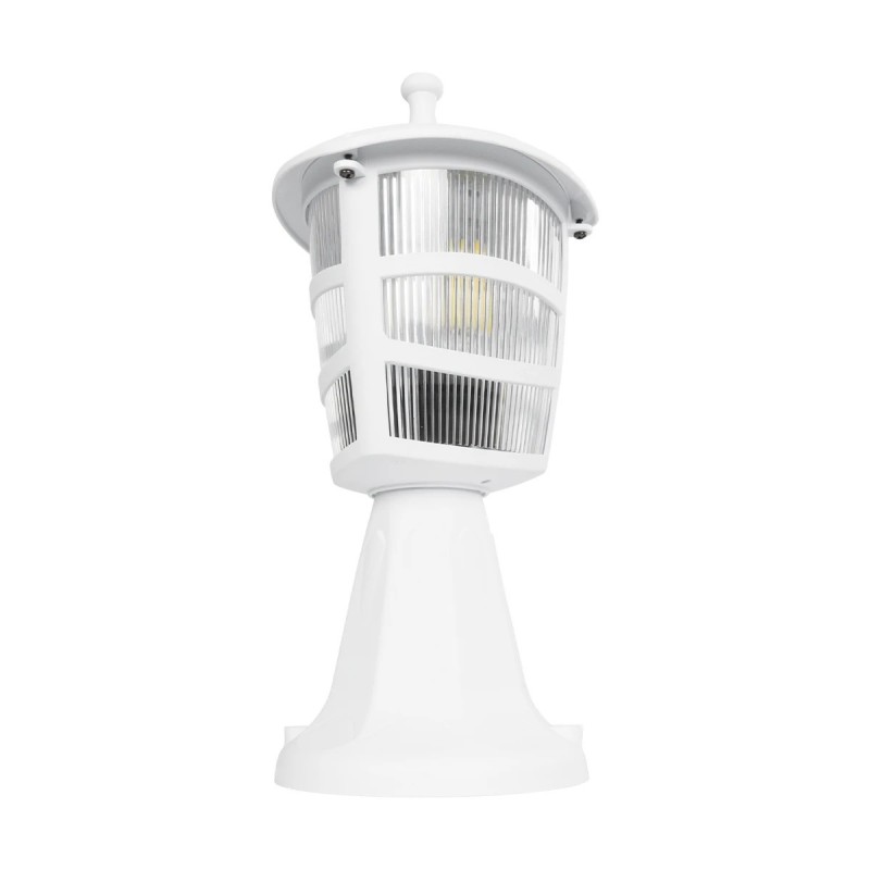 GloboStar® ZARDIN 203-0238 Vintage Επιδαπέδιο Φωτιστικό Φαναράκι Μονόφωτο 1 x E27 IP44 Λευκό Πλαστικό Σώμα - Μ17 x Π17 x Υ34cm