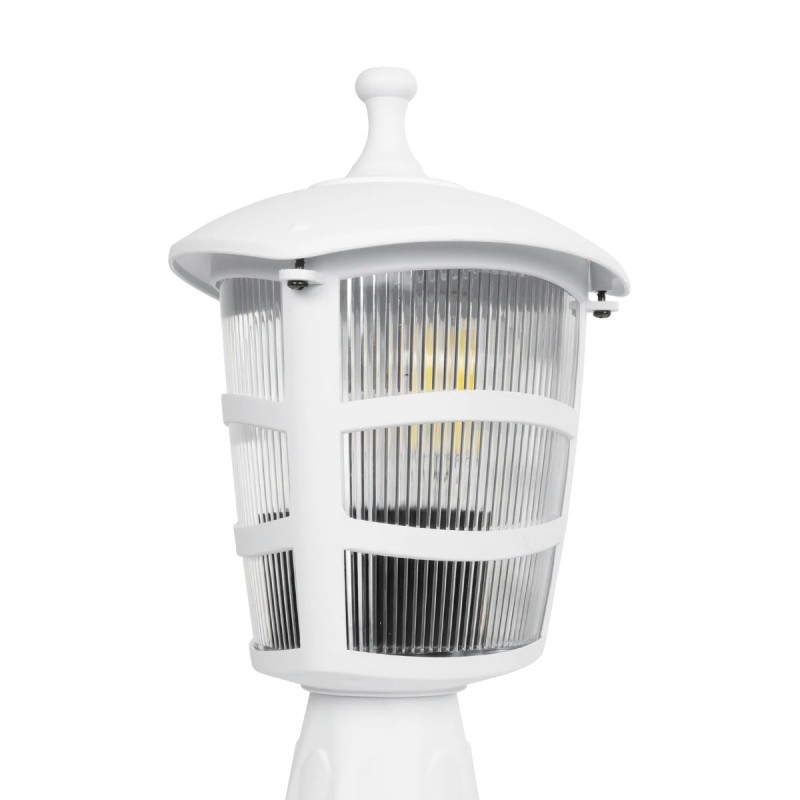 GloboStar® ZARDIN 203-0238 Vintage Επιδαπέδιο Φωτιστικό Φαναράκι Μονόφωτο 1 x E27 IP44 Λευκό Πλαστικό Σώμα - Μ17 x Π17 x Υ34cm