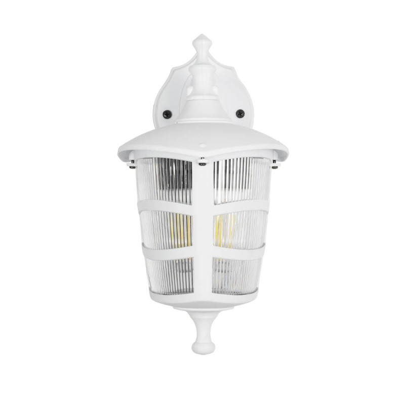 GloboStar® ZARDIN 203-0239 Vintage Επιτοίχιο Φωτιστικό Φαναράκι Μονόφωτο 1 x E27 IP44 Λευκό Πλαστικό Σώμα - Μ22 x Π17 x Υ27cm
