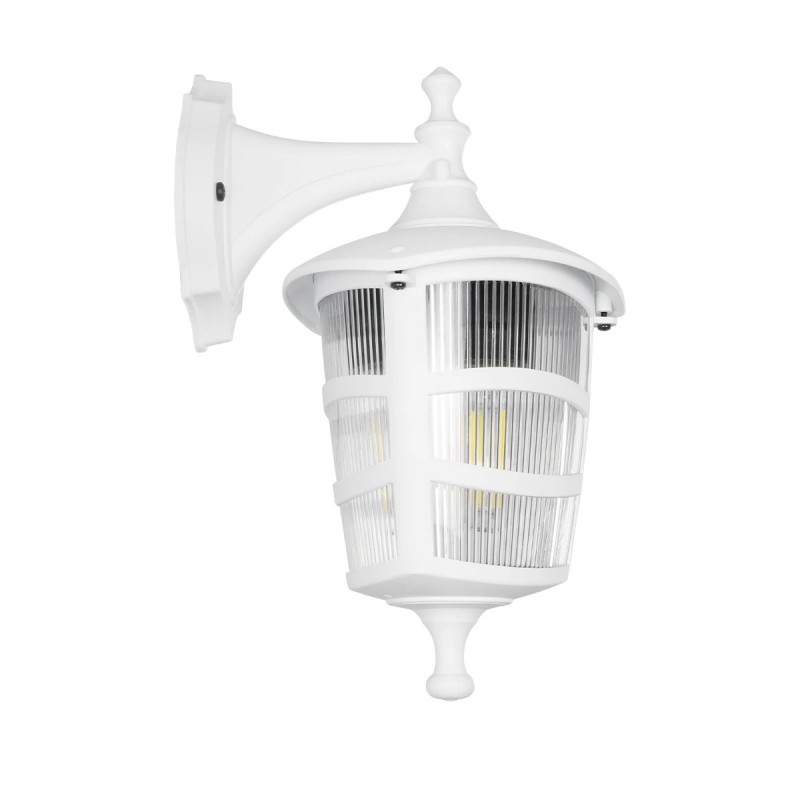 GloboStar® ZARDIN 203-0239 Vintage Επιτοίχιο Φωτιστικό Φαναράκι Μονόφωτο 1 x E27 IP44 Λευκό Πλαστικό Σώμα - Μ22 x Π17 x Υ27cm