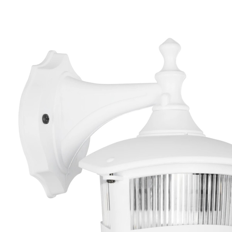 GloboStar® ZARDIN 203-0239 Vintage Επιτοίχιο Φωτιστικό Φαναράκι Μονόφωτο 1 x E27 IP44 Λευκό Πλαστικό Σώμα - Μ22 x Π17 x Υ27cm