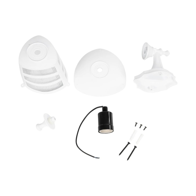 GloboStar® ZARDIN 203-0239 Vintage Επιτοίχιο Φωτιστικό Φαναράκι Μονόφωτο 1 x E27 IP44 Λευκό Πλαστικό Σώμα - Μ22 x Π17 x Υ27cm