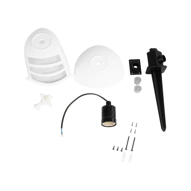 GloboStar® ZARDIN 203-0241 Vintage Καρφωτό Φωτιστικό Φαναράκι Μονόφωτο 1 x E27 IP44 Λευκό Πλαστικό Σώμα - Μ16 x Π16 x Υ51cm