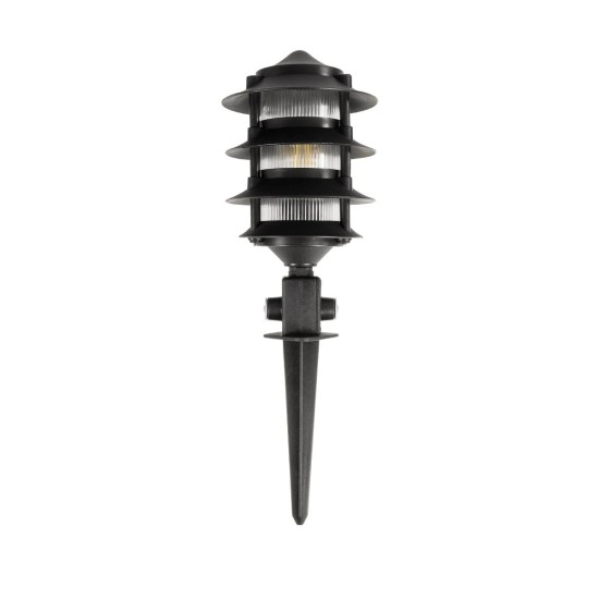 GloboStar® LANTERNA 203-0242 Μοντέρνο Καρφωτό Φωτιστικό Φαναράκι Μονόφωτο 1 x E27 IP44 Μαύρο Πλαστικό Σώμα - Μ17 x Π17 x Υ80cm