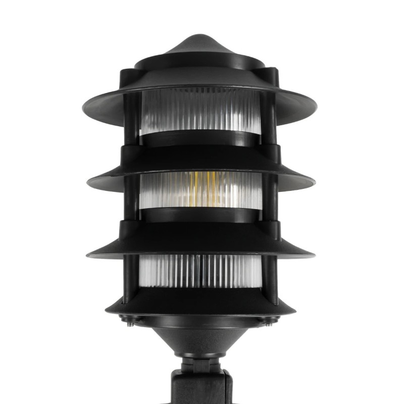 GloboStar® LANTERNA 203-0242 Μοντέρνο Καρφωτό Φωτιστικό Φαναράκι Μονόφωτο 1 x E27 IP44 Μαύρο Πλαστικό Σώμα - Μ17 x Π17 x Υ80cm