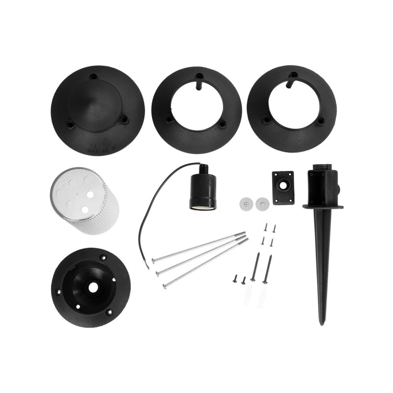 GloboStar® LANTERNA 203-0242 Μοντέρνο Καρφωτό Φωτιστικό Φαναράκι Μονόφωτο 1 x E27 IP44 Μαύρο Πλαστικό Σώμα - Μ17 x Π17 x Υ80cm