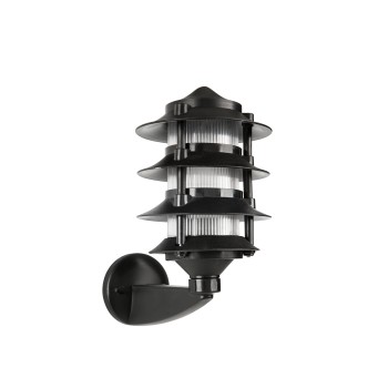 GLOBOSTAR® LANTERNA 203-0244 Μοντέρνο Φωτιστικό Τοίχου - Απλίκα με Ντουί 1 x E27 AC 220-240V IP44 - Μαύρο - Μ16 x Π23 x Υ30cm