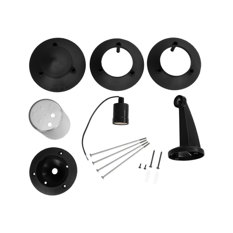 GloboStar® LANTERNA 203-0244 Μοντέρνο Επιτοίχιο Φωτιστικό Φαναράκι Μονόφωτο 1 x E27 IP44 Μαύρο Πλαστικό Σώμα - Μ24 x Π16 x Υ27.5cm