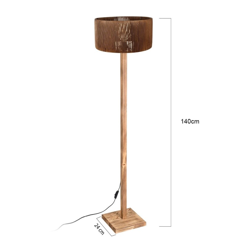 GloboStar® HOLZ 203-0252 Μοντέρνο Επιδαπέδιο Φωτιστικό Μονόφωτο 1 x E27 IP20 Μπέζ Ξύλο - Μ30 x Π30 x Y140cm