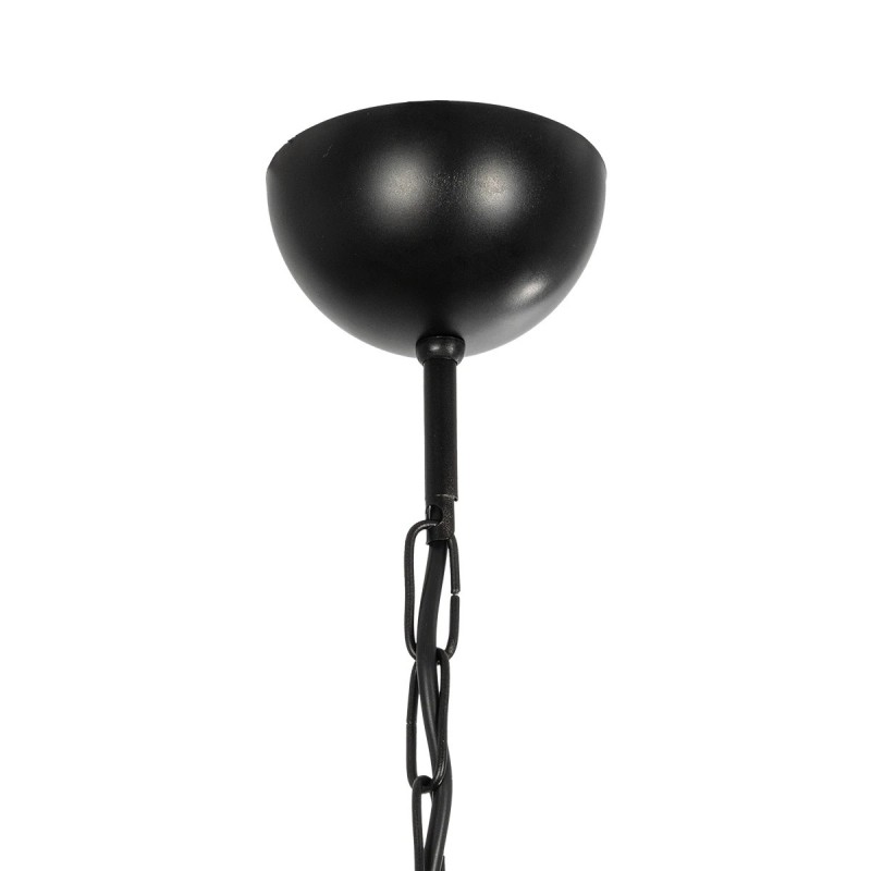 GloboStar® TRITON 203-0253 Vintage Κρεμαστό Φωτιστικό Καπέλο Πολύφωτο 5 x E27 IP20 Μαύρο Μέταλλο με Μπέζ Ύφασμα - Μ50 x Π50 x Υ48cm