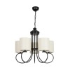 GloboStar® TRITON 203-0253 Vintage Κρεμαστό Φωτιστικό Καπέλο Πολύφωτο 5 x E27 IP20 Μαύρο Μέταλλο με Μπέζ Ύφασμα - Μ50 x Π50 x Υ48cm