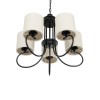 GloboStar® TRITON 203-0253 Vintage Κρεμαστό Φωτιστικό Καπέλο Πολύφωτο 5 x E27 IP20 Μαύρο Μέταλλο με Μπέζ Ύφασμα - Μ50 x Π50 x Υ48cm